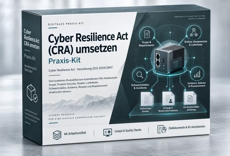 Audit Readiness Praxis-Kit – Vorlagenpaket für ISO-Prüfungen 5 CRA Praxis-Kit Produktbox für Cyber Resilience Act Umsetzung