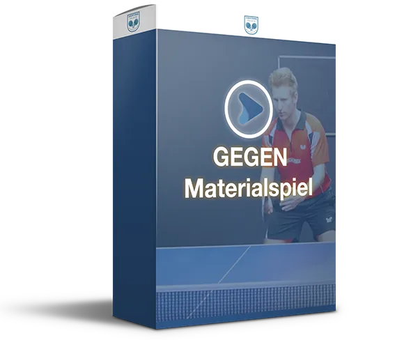 Produktbox GEGEN Materialspiel mit Play-Symbol und Tischtennisspieler