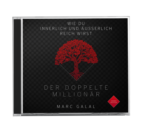 Aufsteiger-Paket – NLP-Videokurs von Marc Galal 4 CD-Cover Der Doppelte Millionär mit roten Baummotiven, Autorenname Marc Galal und Subtitle
