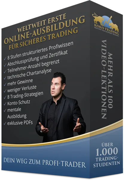 Produktbox Weltweit erste Online-Ausbildung für sicheres Trading dunkelgrau gold