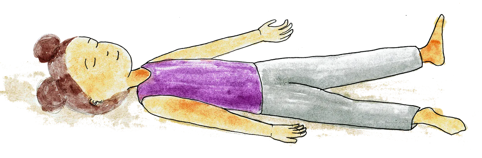 Illustration eines Kindes in Rückenlage mit entspannter Körperhaltung