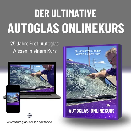 Autoglas Onlinekurs Mockup mit Laptop Tablet und Smartphone sowie Kursbuch