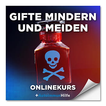Onlinekurs-Cover Gifte Mindern und Meiden mit Giftflasche Totenkopf