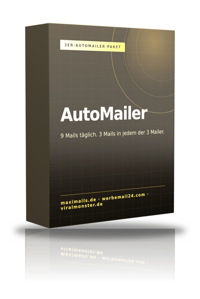AutoMailer 3er-Paket Produktschachtel mit grauem Design und goldenen Linien