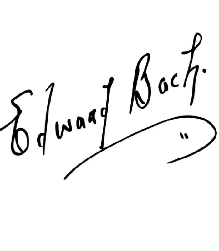 Handschriftliche Unterschrift von Edward Bach auf transparentem Hintergrund