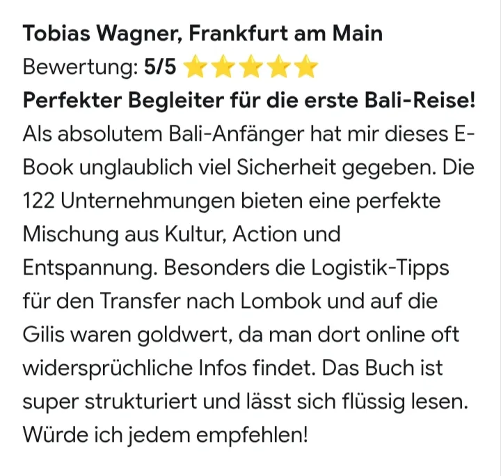 Kundenbewertung 5 Sterne von Tobias Wagner