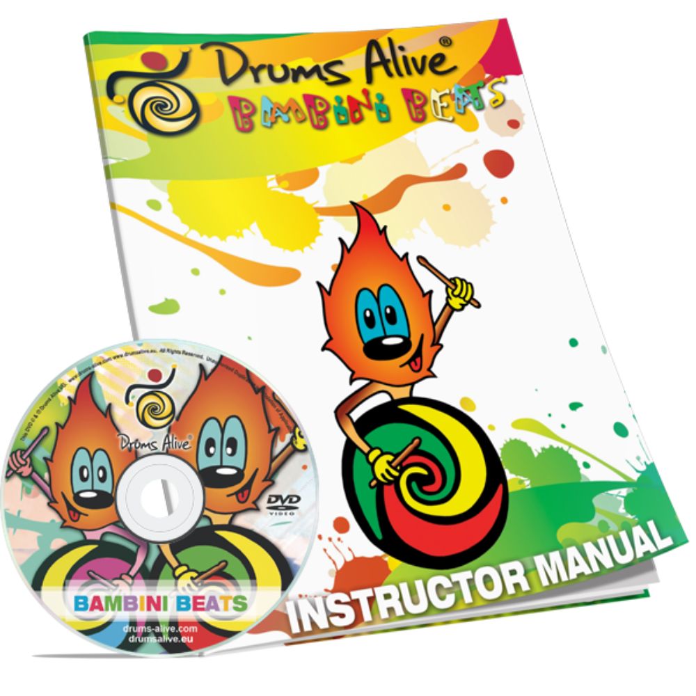 Bambini Beats Manual/Workbook mit Videos – Trommelanleitung Kita 5 Drums Alive Bambini Beats Instructor Manual mit DVD und Maskottchen