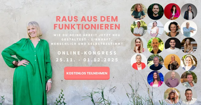 Online-Kongress Banner mit Frau in grünem Kleid und Expertenfotos