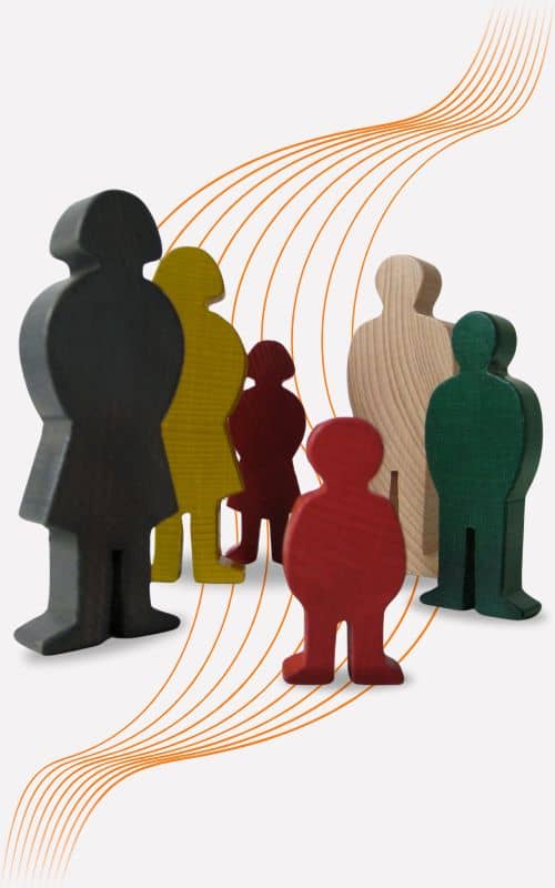 Illustration verschiedenfarbiger abstrakten Personen Figuren Grafik