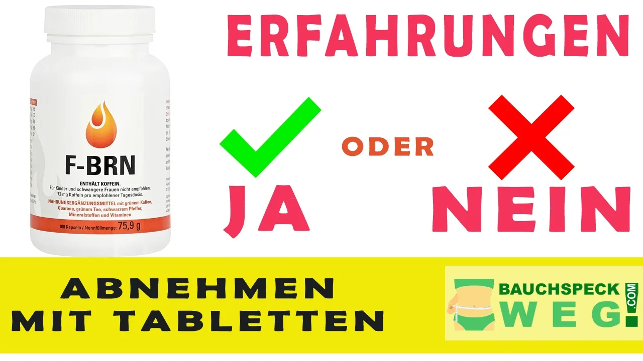 Infografik Abnehmen mit Tabletten - Erfahrungen F-BRN Supplement mit Ja oder Nein