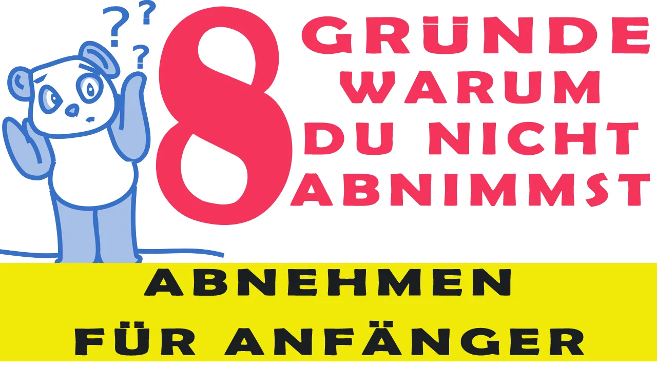 Infografik 8 Gründe warum du nicht abnimmst - Fragezeichen Cartoon-Charakter