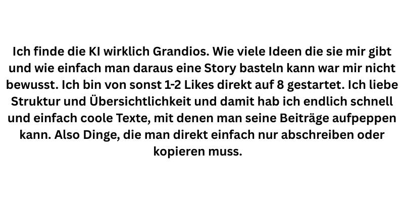 Textblock einer Kundenstimme über die KI und ihre Wirksamkeit beim Content erstellen