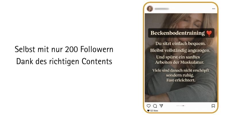 Instagram-Post-Screenshot mit Beckenbodenstuhl-Trainings-Inhalt und Erfolgstext