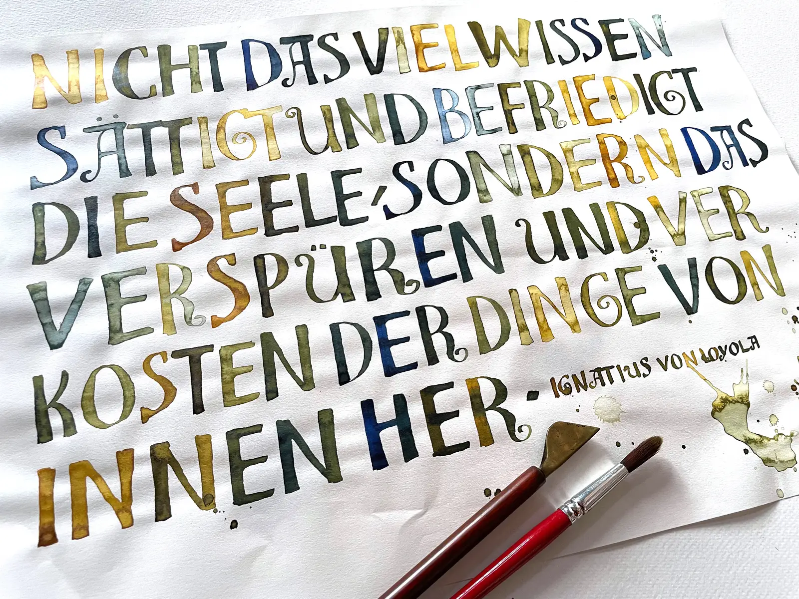 Ben Shahn Lettering Kunstwerk Ignatius von Loyola Schrift von Ramona Weyde