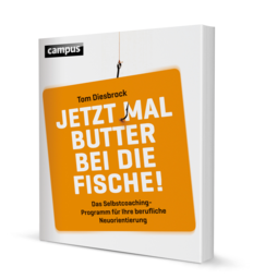 Buch-Cover "Jetzt mal Butter bei die Fische" von Tom Diesbrock, orange mit weißer Schrift