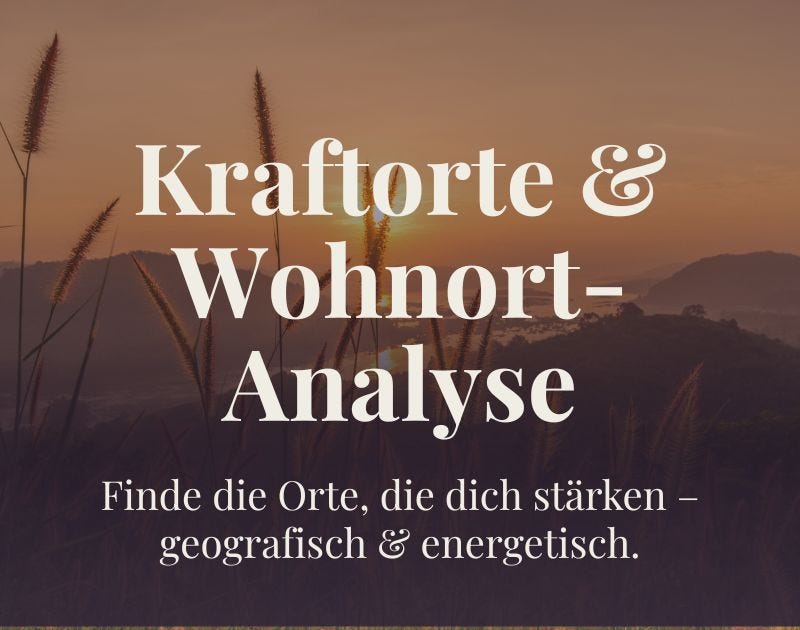 Landschaft mit Gras bei Sonnenuntergang, Kraftorte Wohnort Analyse Text