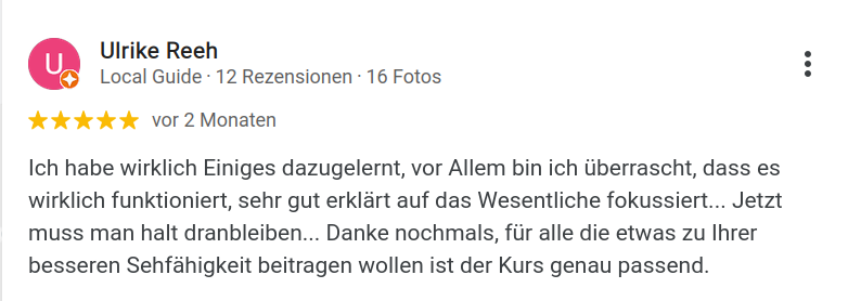 5-Sterne Google-Rezension von Marion