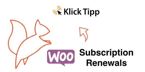 Bessere Bewertungen für WooCommerce – Plugin für Kundenrezensionen 7 KlickTipp Squirrel-Logo mit WooCommerce Logo und Text Subscription Renewals