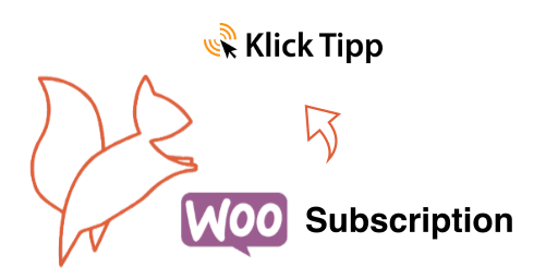 Bessere Bewertungen für WooCommerce – Plugin für Kundenrezensionen 8 KlickTipp Squirrel-Logo mit WooCommerce Logo und Text Subscription