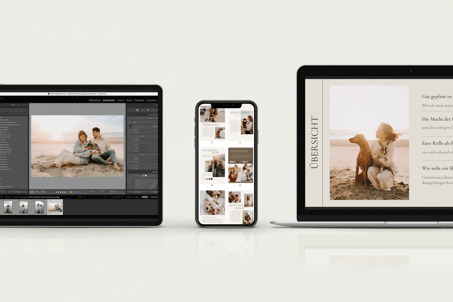 Hero-Bild mit Bildbearbeitungs-Software auf Desktop, Tablet und Smartphone