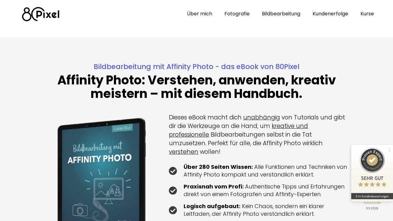 Bildbearbeitung mit Affinity Photo – Ansicht der Verkaufsseite