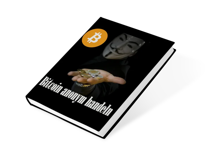 E-Book Mockup Bitcoin anonym handeln mit perspektivischer Darstellung