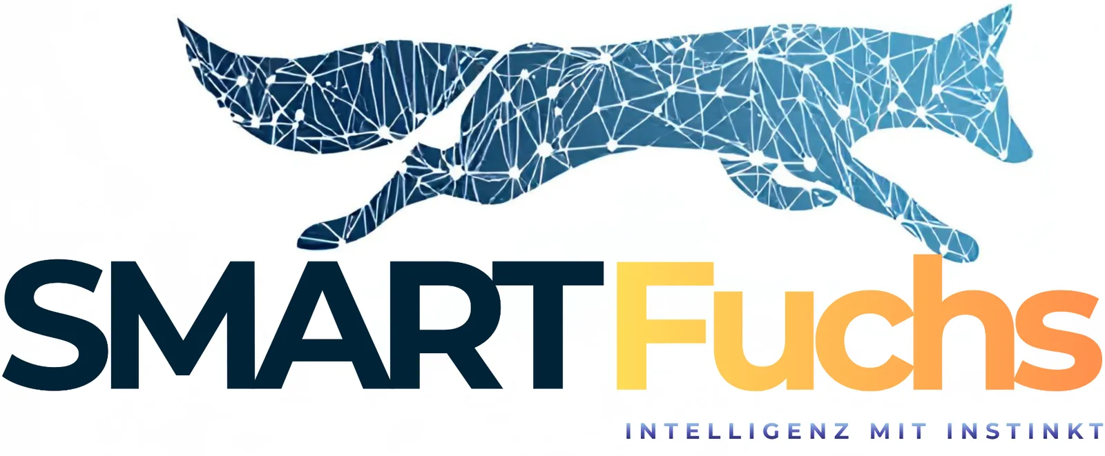 SMARTFuchs Logo mit Fuchs-Grafik in blau und gelb Text