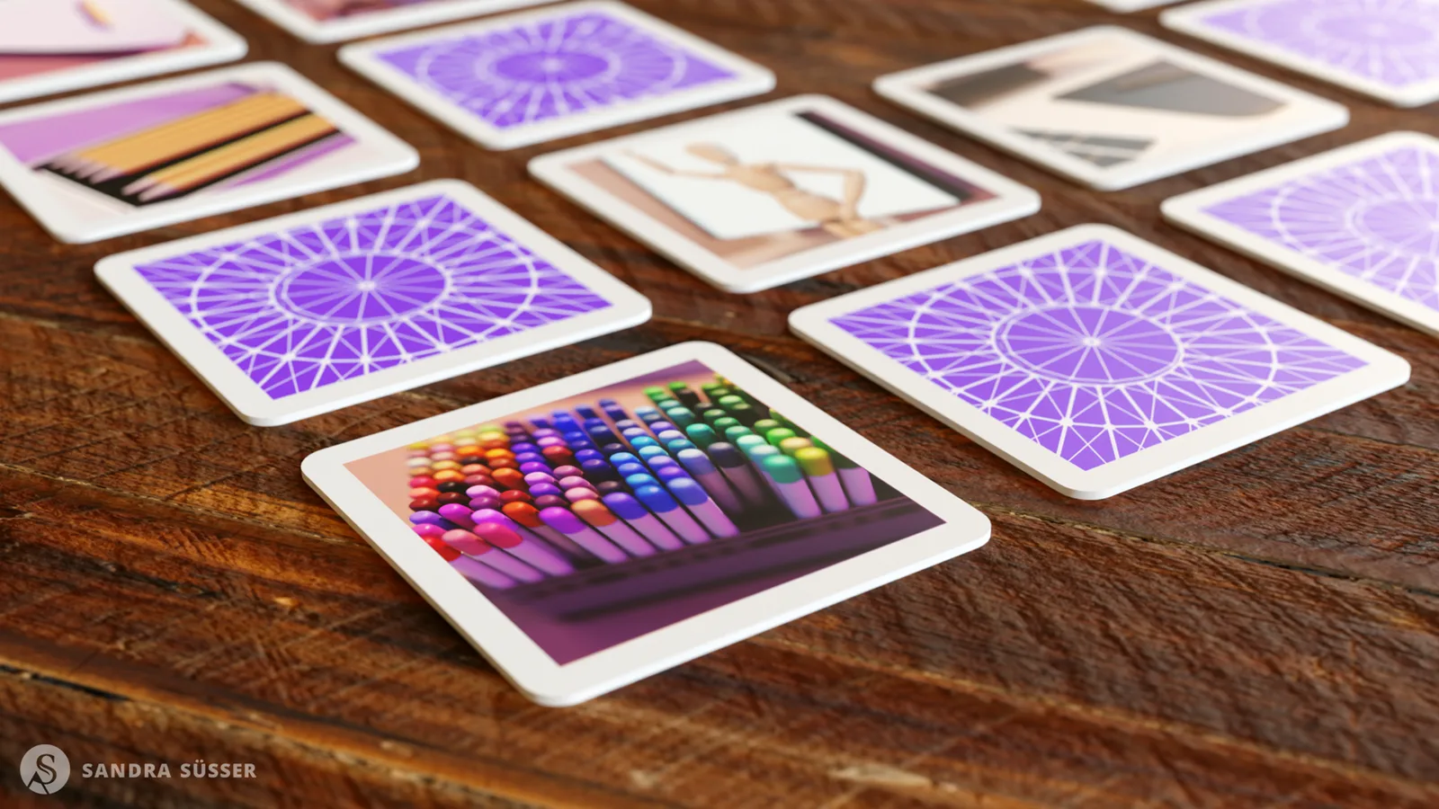 Tablets mit 3D-Renderings von Farbpaletten, geometrischen Mustern und Designillustrationen