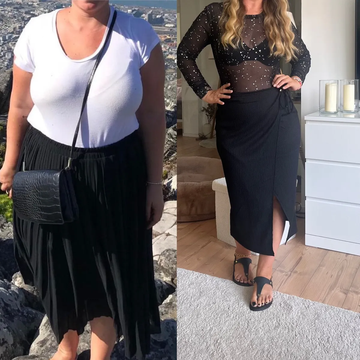 Body Harmony – Abnehmcoaching für Frauen von Tom Feenstra 7 Vorher-Nachher Transformation Foto Frau in Weiß und schwarzem Outfit