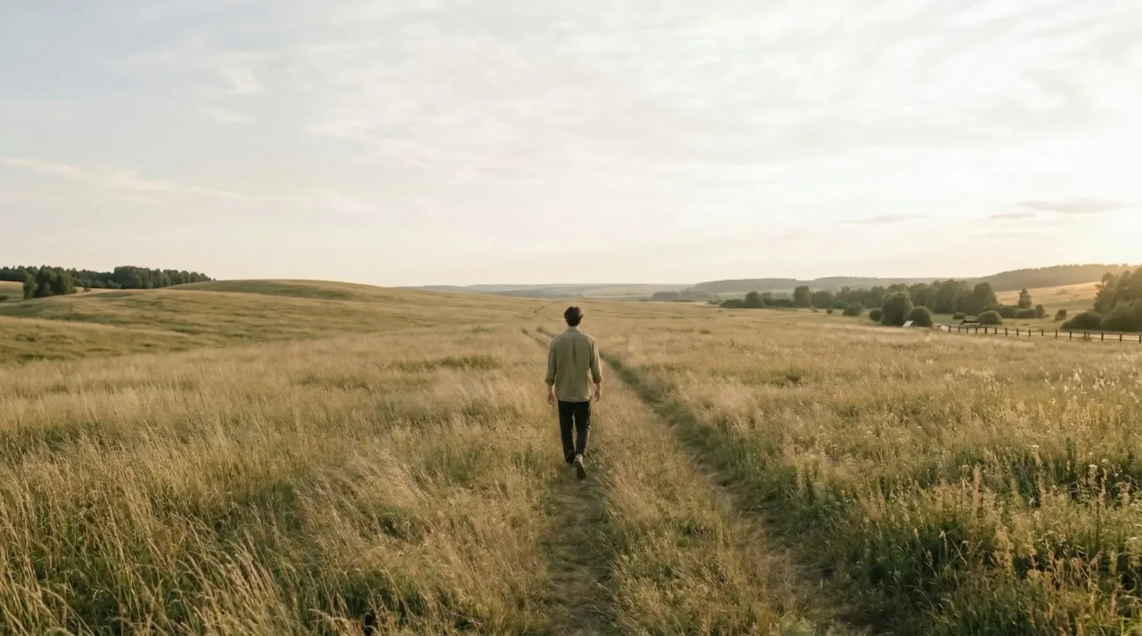 Mann joggt auf Feldweg, Landschaft, Weite, Horizont