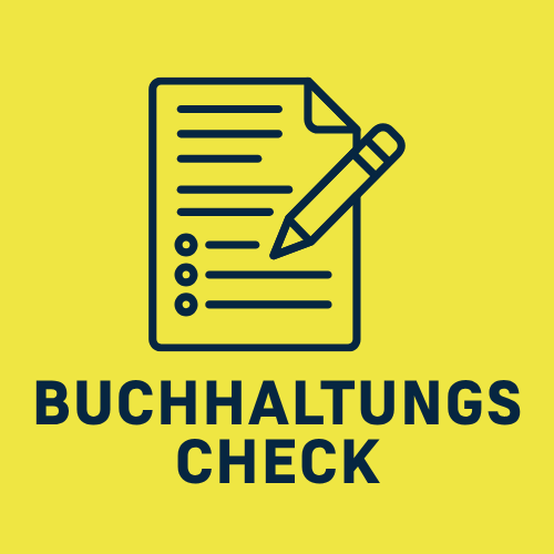 Produktabbildung Buchhaltungs-Check: Klemmbrett mit Stift auf gelbem Hintergrund