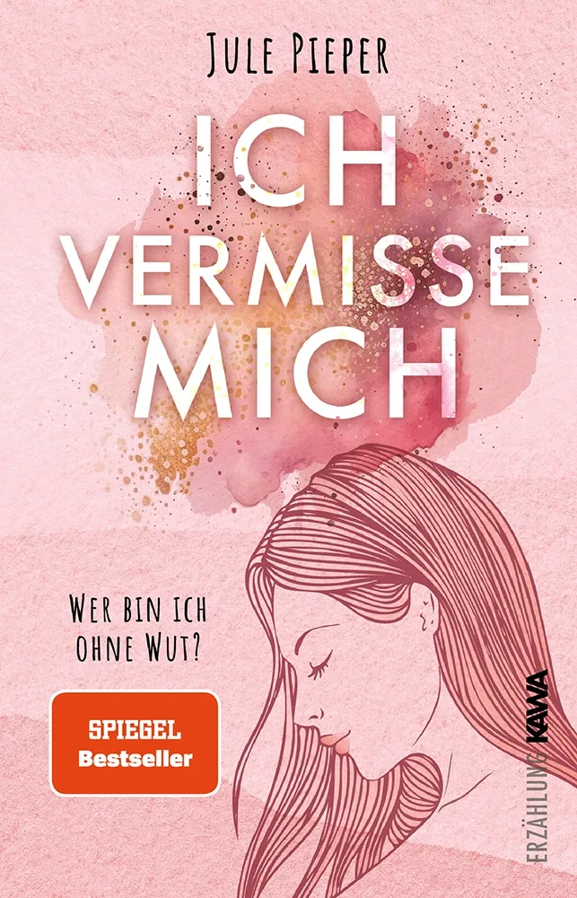 Buchmarketing Magie – Videokurs zur Autorenmarke 1 Buchcover Ich vermisse mich von Jule Pieper mit rosa Watercolor und Frauenportrait