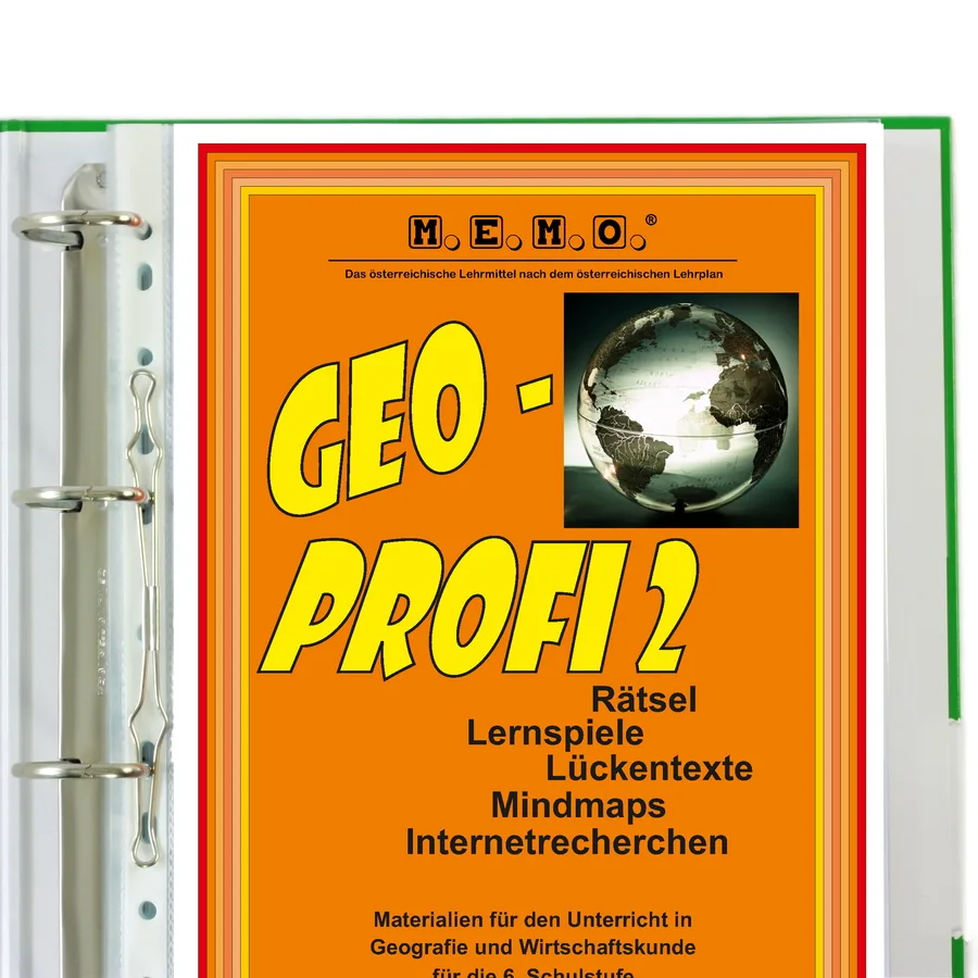 Geo-Profi 2 Arbeitsmaterial Cover mit orange Hintergrund und Erdglobus