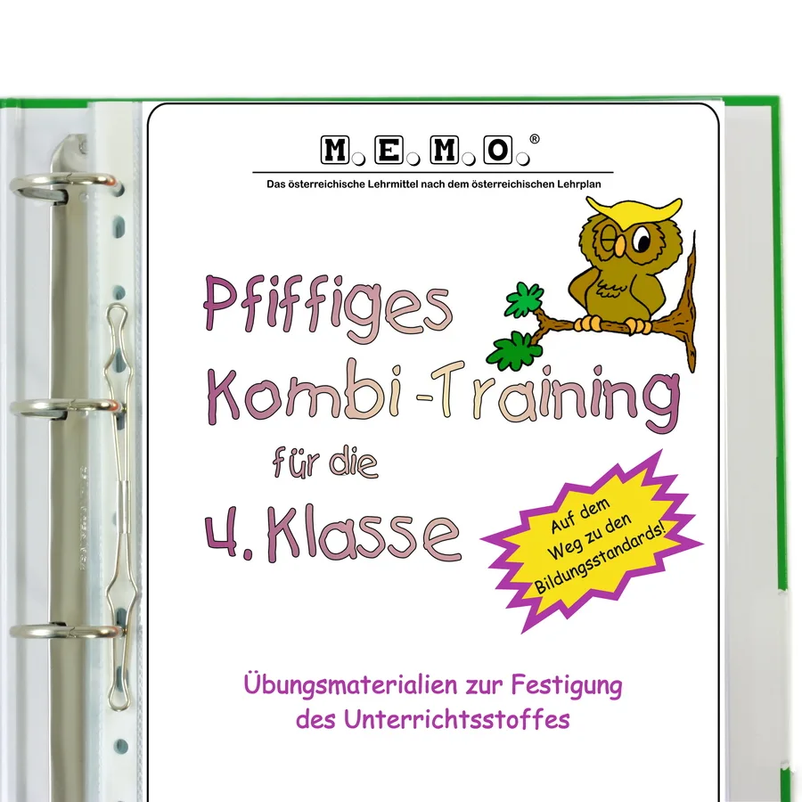 Pfiffiges Kombi-Training 4. Klasse Mathematik Deutsch Cover mit Eule auf Ast