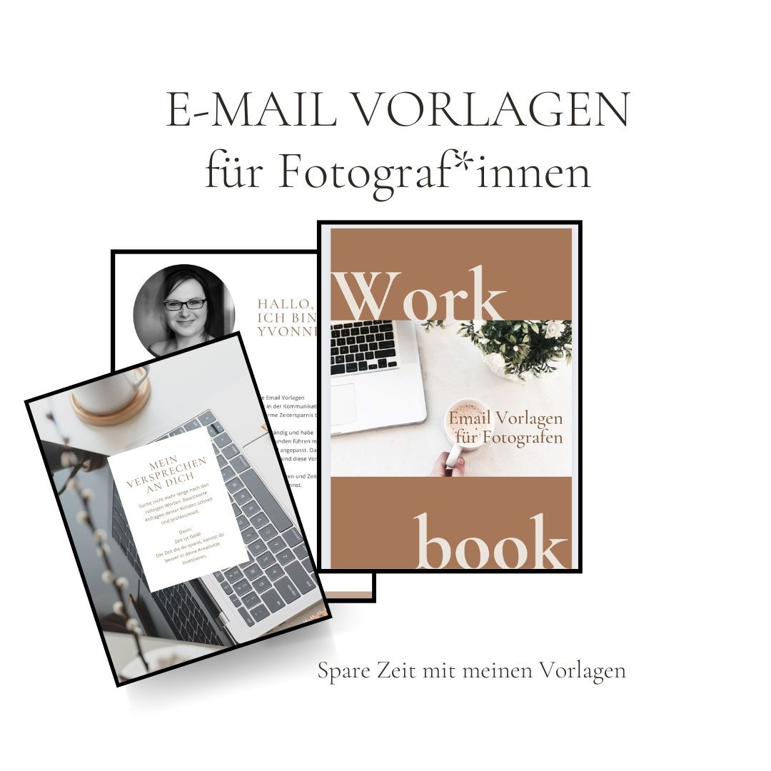 Email-Vorlagen für Fotografen von Yvonne Gerlach mit gestapelten Mockups