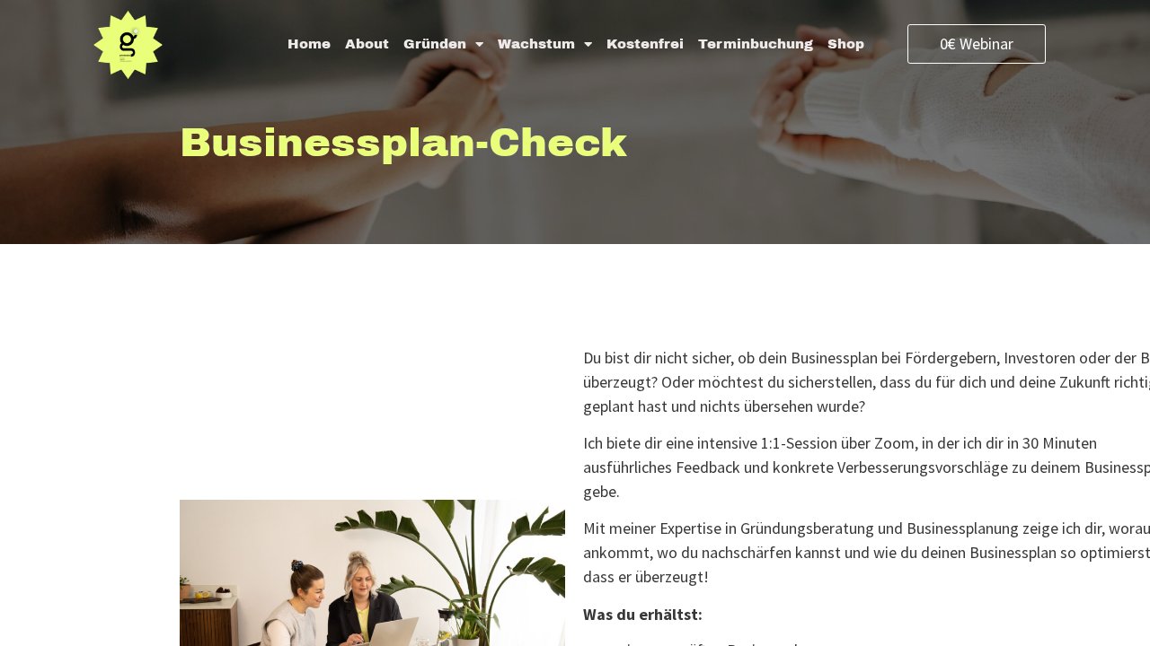 Businessplan-Check – Ansicht der Verkaufsseite