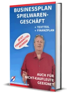 becomePro 2 Businessplan Spielwarengeschäft Buch-Cover mit Mann in rotem Hemd und Textelementen