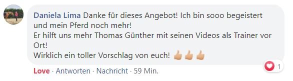 Kundenbewertung von Daniela Lima zur Calm Horse Mitgliedschaft mit fünf Sternen
