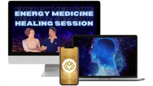 Mockup der Energy Medicine Healing Session mit Monitor, Smartphone und Laptop