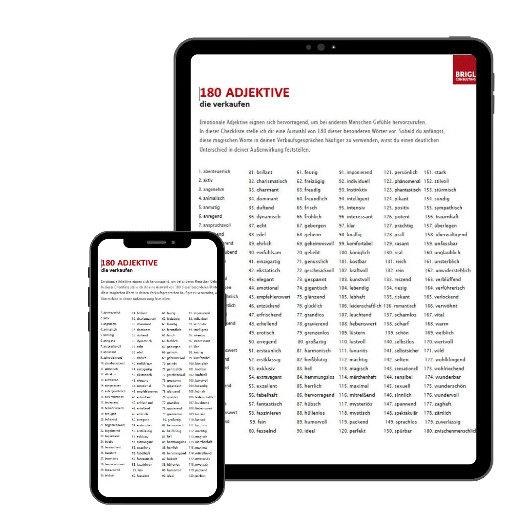 ChatGPT 121+64 Inspirationen + hochprofit. Dienstleistungen 7 Tablet und Smartphone Mockup mit Checkliste von 180 Adjektiven zum Verkaufen