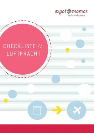 Luftfracht-Checkliste Titelseite mit Box und Flugzeug-Icons