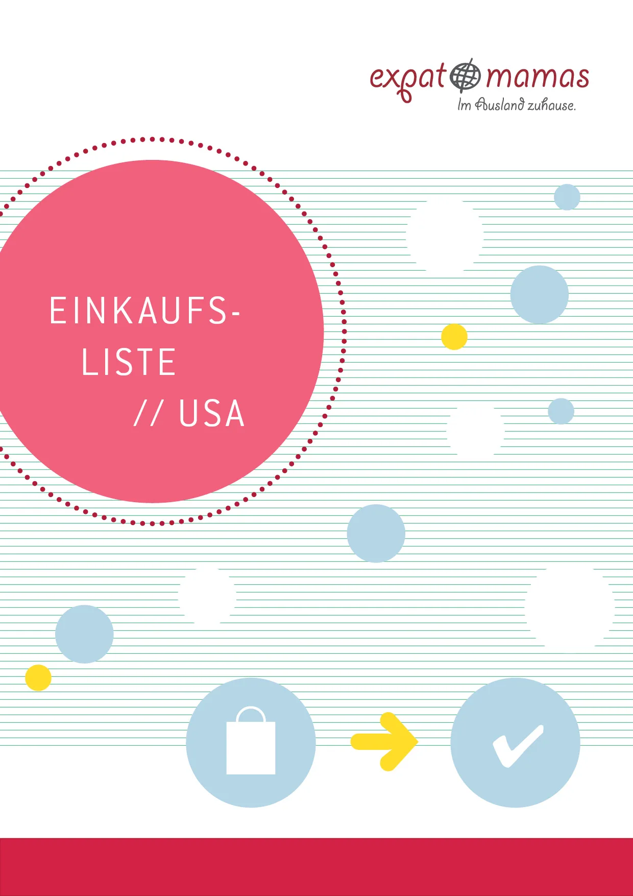 Einkaufsliste USA Titel mit Einkaufstasche zu Häkchen Icon