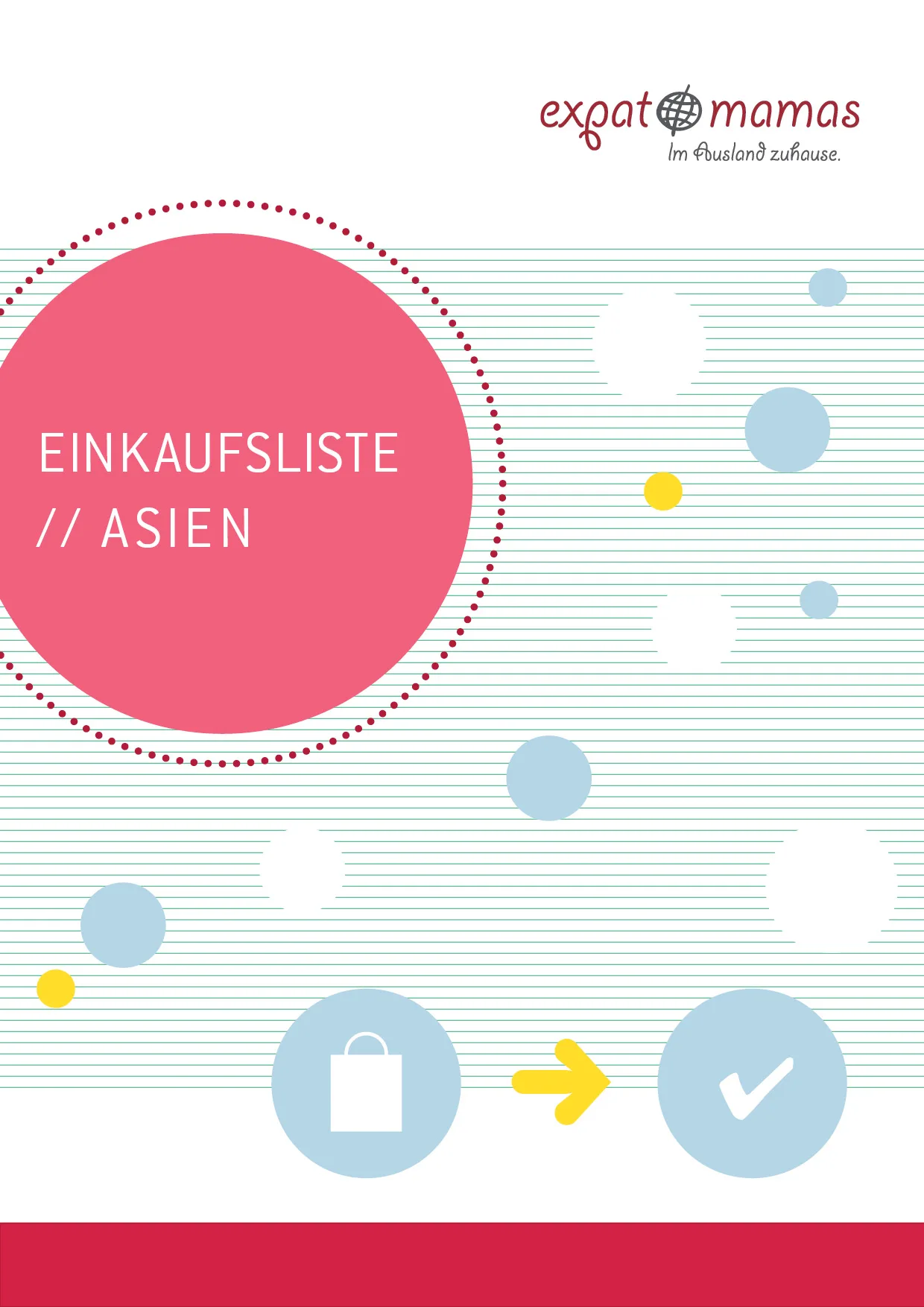 Einkaufsliste Asien Titel mit Einkaufstasche zu Häkchen Icon