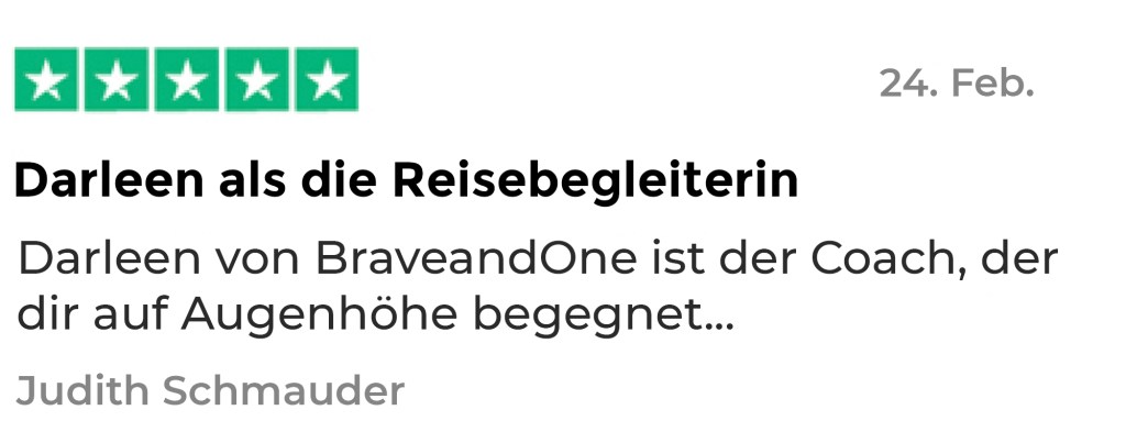 5-Sterne Bewertung, Kundenstimme von Judith Schmauder vom 24. Februar über Darleen als Coach