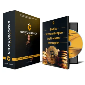 Crypto Champion Academy 2.0 Produktbox hochauflösend mit DVD und ausführlicher Kursstruktur von Tim Stern
