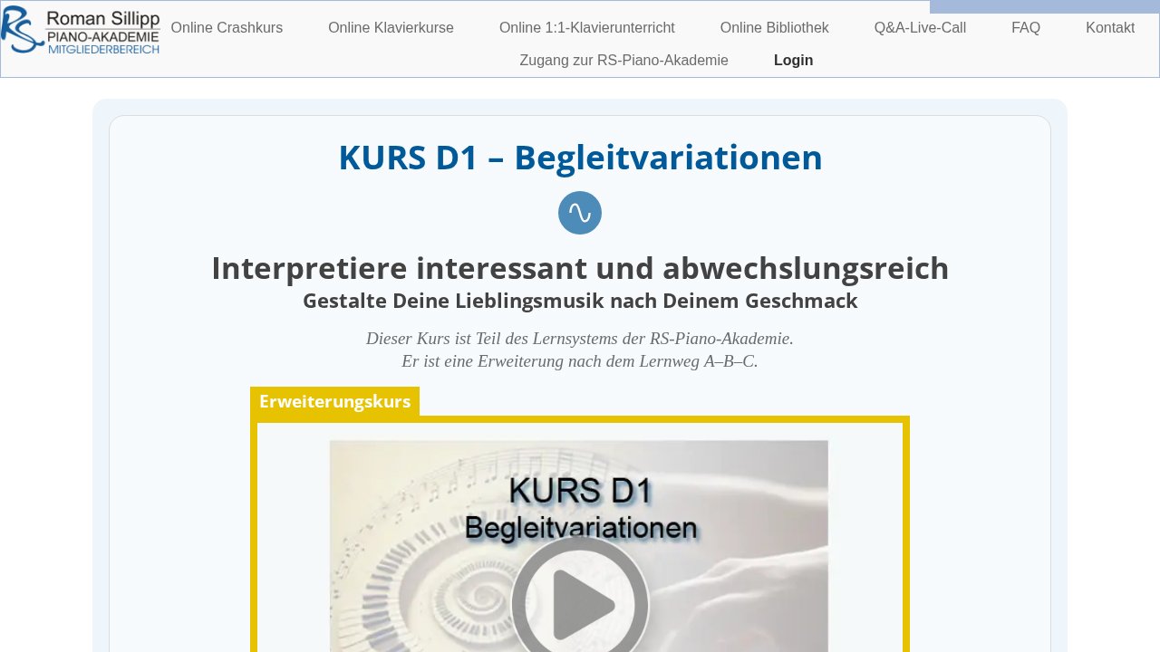 Kurs D1 – Begleitvariationen – Ansicht der Verkaufsseite