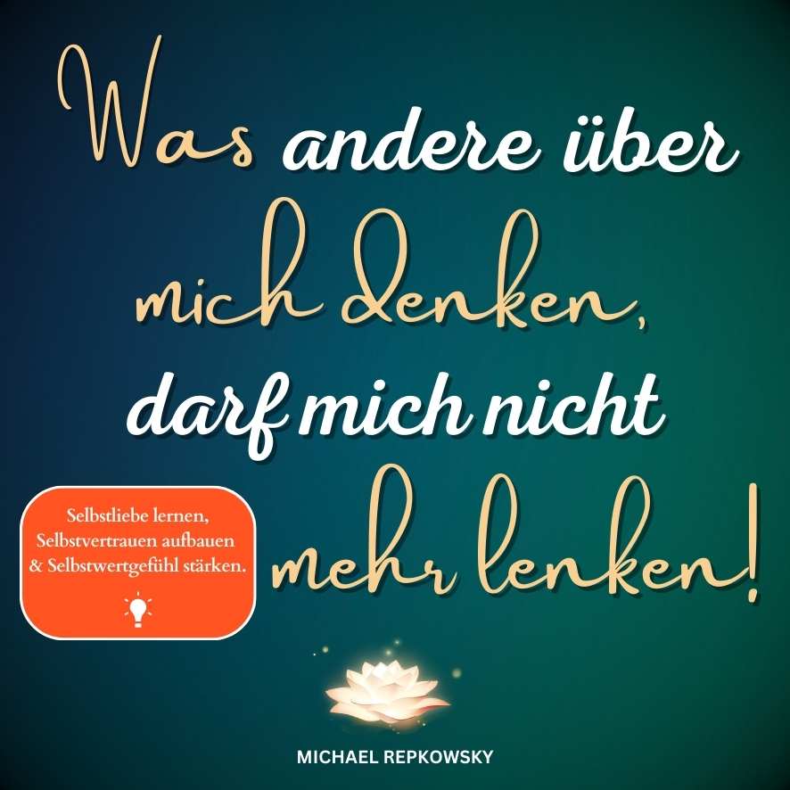 Buchcover Was andere über mich denken mit Lotusblüte auf Tealhintergrund