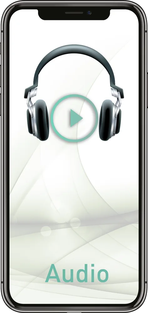 Das Autoimmunkongress Wissenspaket – Videokurs zu Autoimmunthemen 4 Smartphone-Mockup mit Kopfhörer und Audio-Symbol