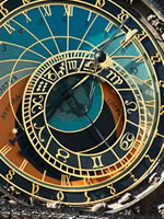 Das Buch Ihres Lebens – persönliche Horoskop-Analyse als E-Book 4 Astrologische Geburts-Analyse mit goldener Uhr und Sternzeichen-Rad