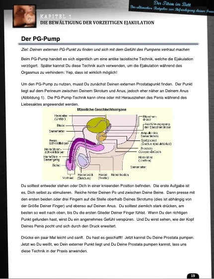 Seite mit Text und Anatomie-Diagramm zum PG-Pump